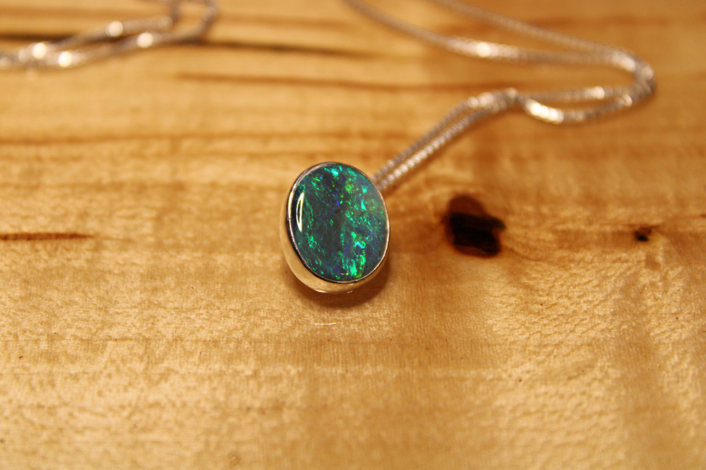 Beautiful Lightning Ridge Dark Opal Pendant
