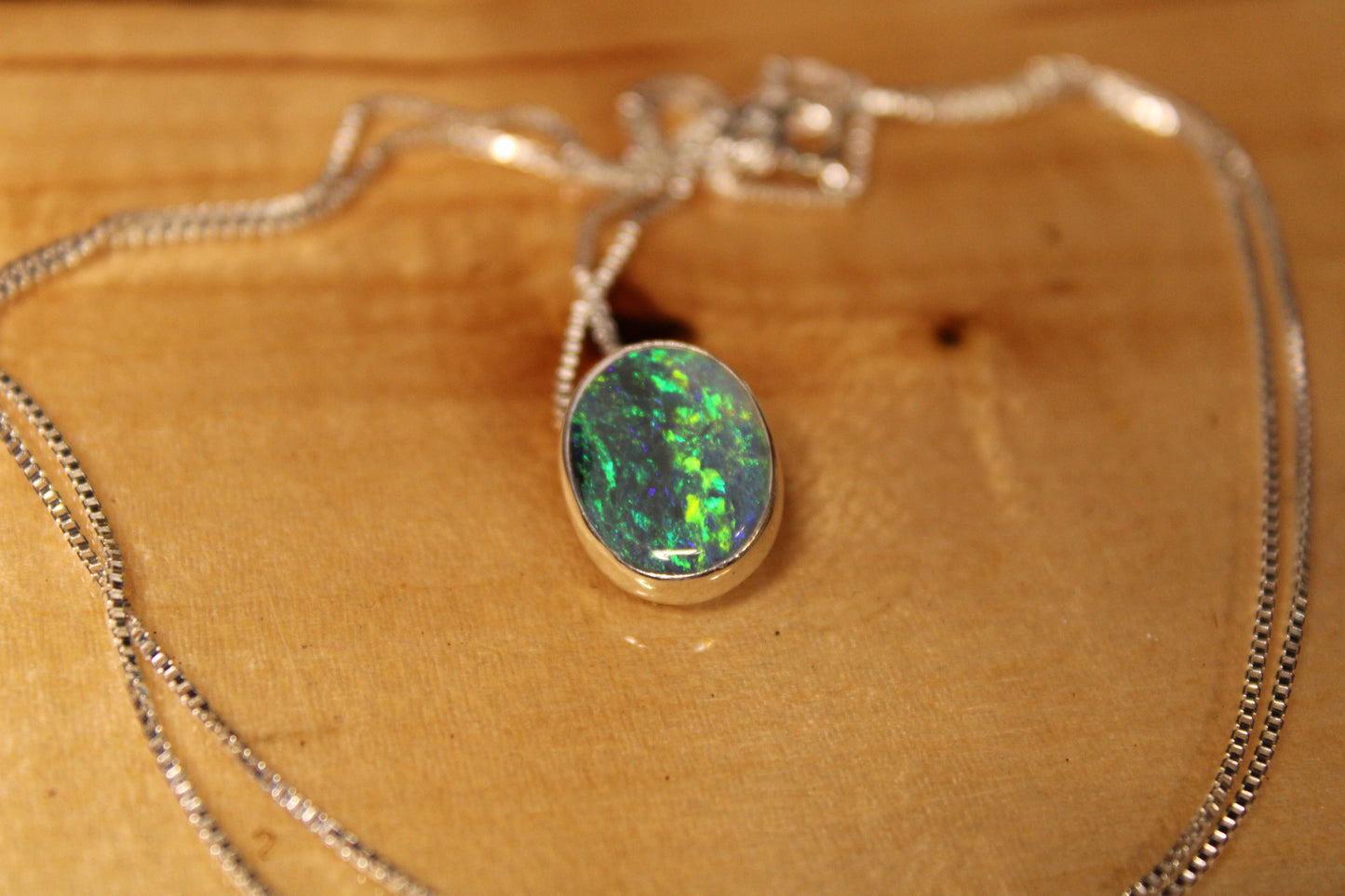 Beautiful Lightning Ridge Dark Opal Pendant