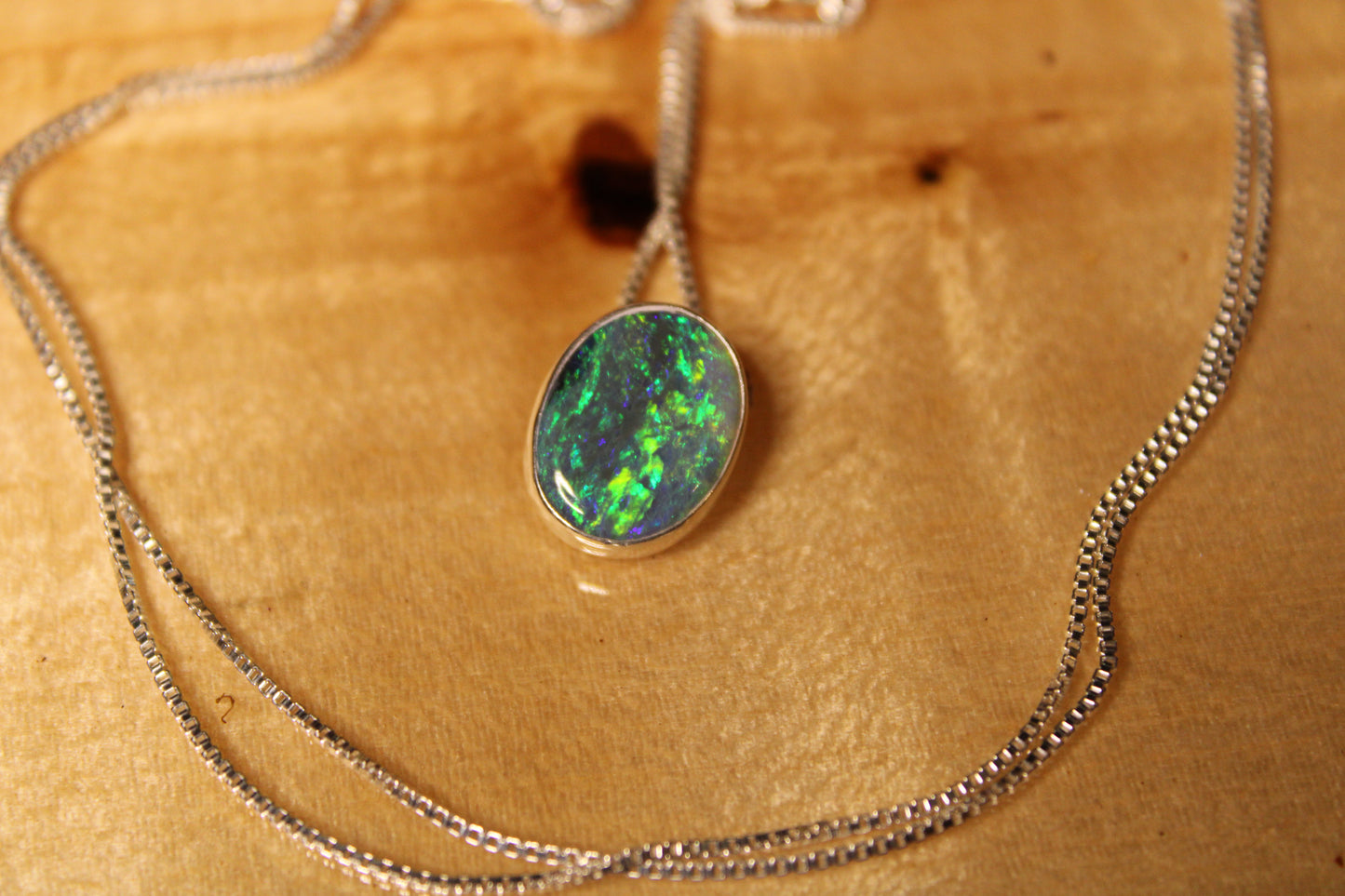 Beautiful Lightning Ridge Dark Opal Pendant