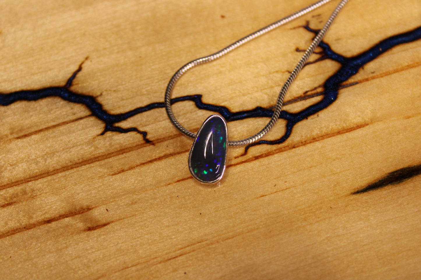 Stunning Black Crystal Opal Pendant