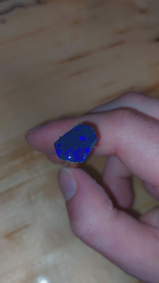 Lightning Ridge Royale Blue On Black Opal Freeform Shield Cut